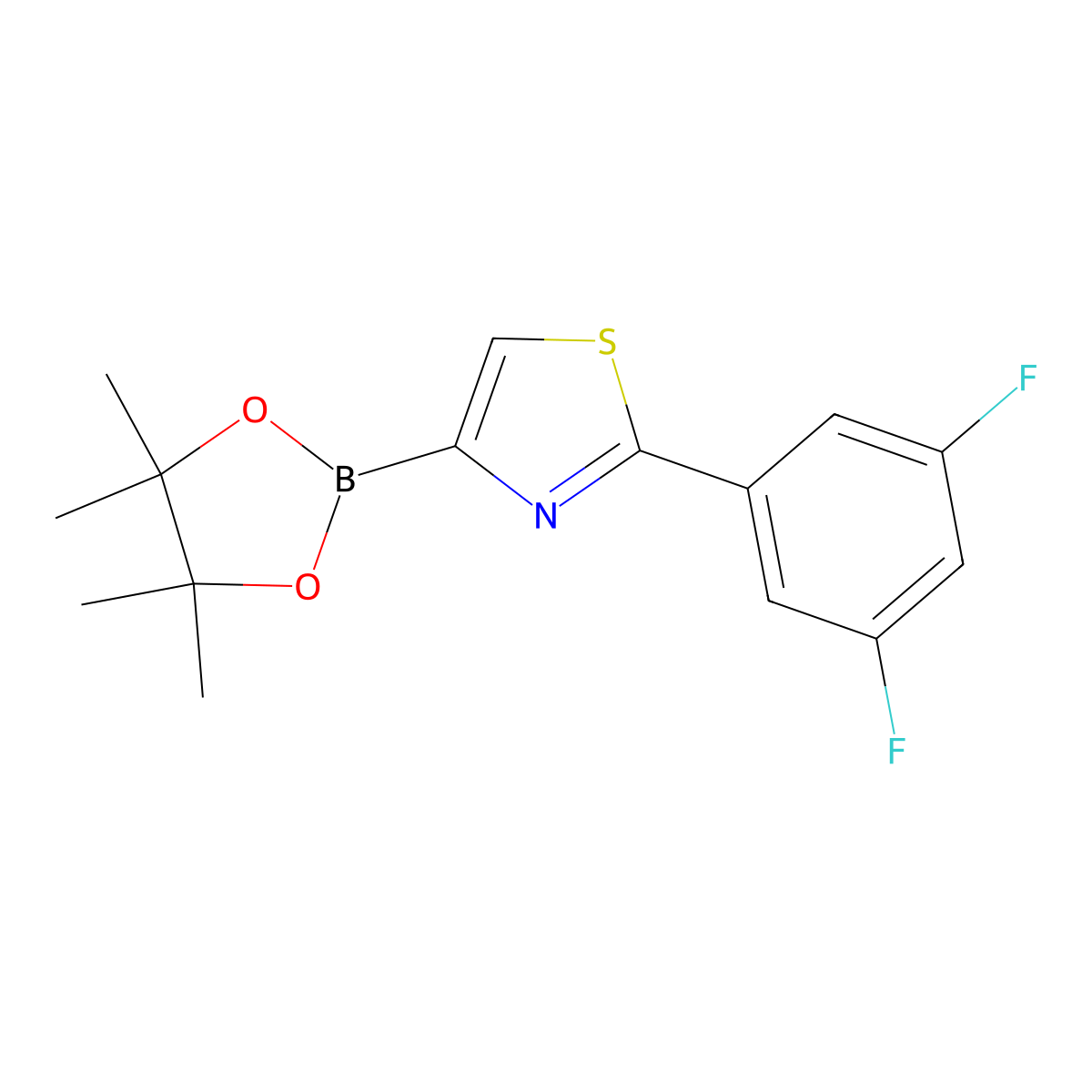 2-(3,5-Difluorophenyl)thiazole-4-boronic acid pinacol ester molecular structure, CAS 1283179-54-3
