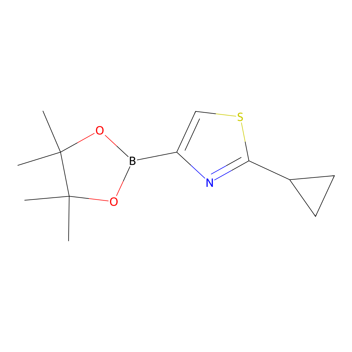 2-Cyclopropyl-4-(4,4,5,5-tetramethyl-1,3,2-dioxaborolan-2-yl)thiazole molecular structure, CAS 1283179-55-4