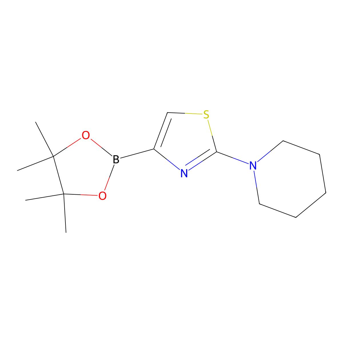 2-(Piperidin-1-yl)thiazole-4-boronic acid pinacol ester molecular structure, CAS 1283179-56-5