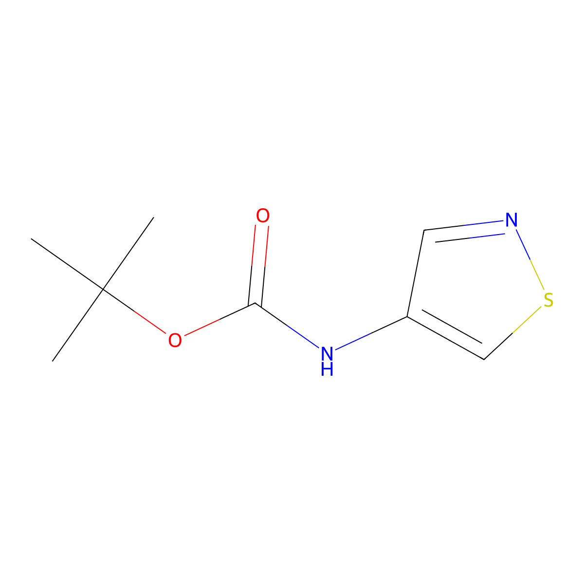 Tert-butyl N-isothiazol-4-ylcarbamate molecular structure, CAS 1283185-34-1