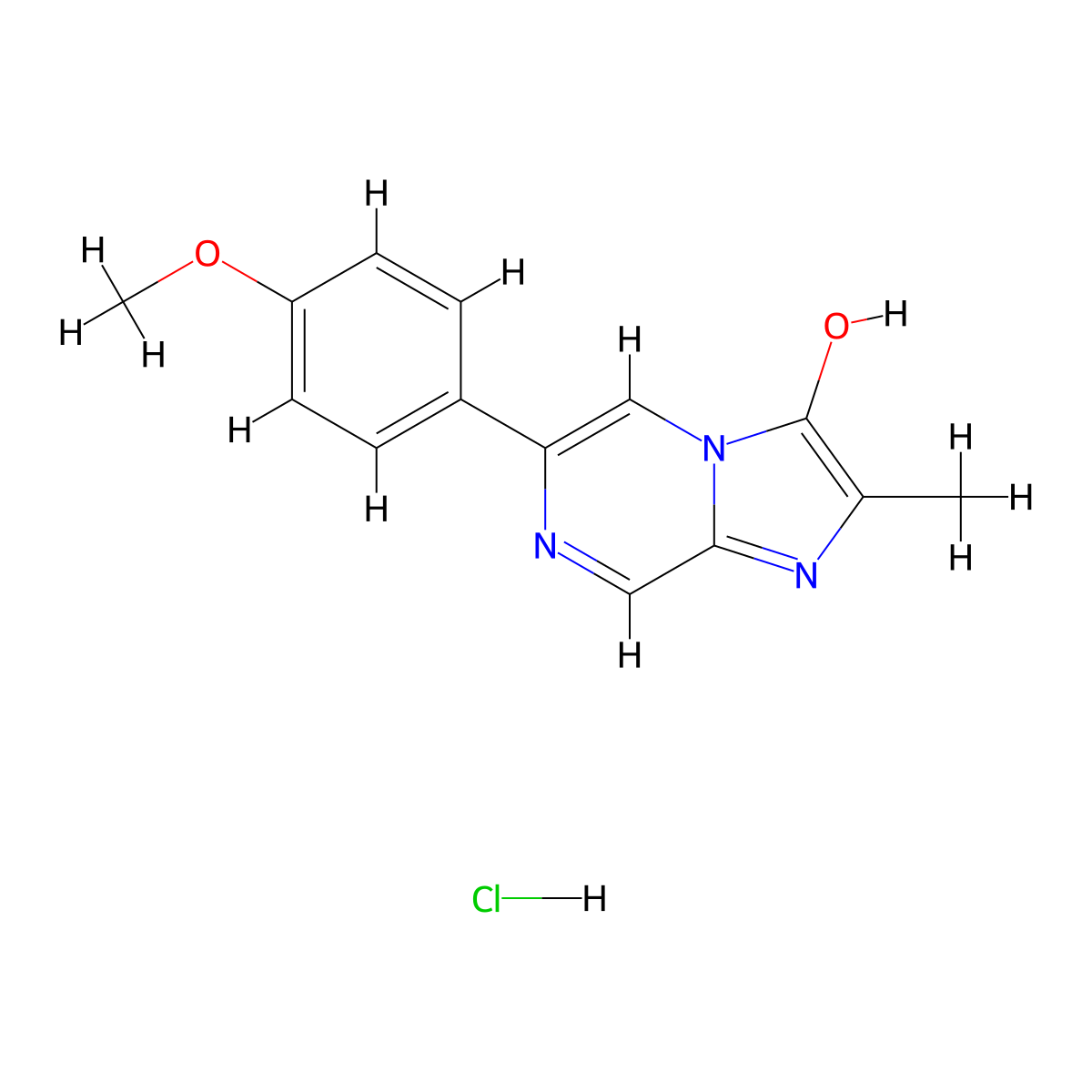 6-(4-Methoxyphenyl)-2-methylimidazo[1,2-a]pyrazin-3(7H)-one hydrochloride molecular structure, CAS 128322-44-1
