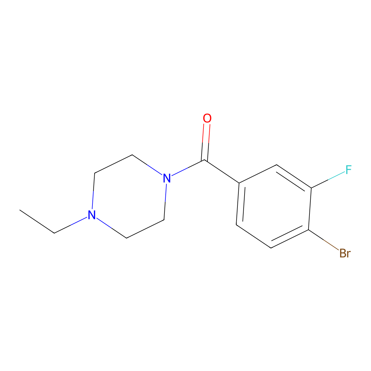 (4-Bromo-3-fluorophenyl)(4-ethyl-1-piperazinyl)methanone molecular structure, CAS 1283266-32-9