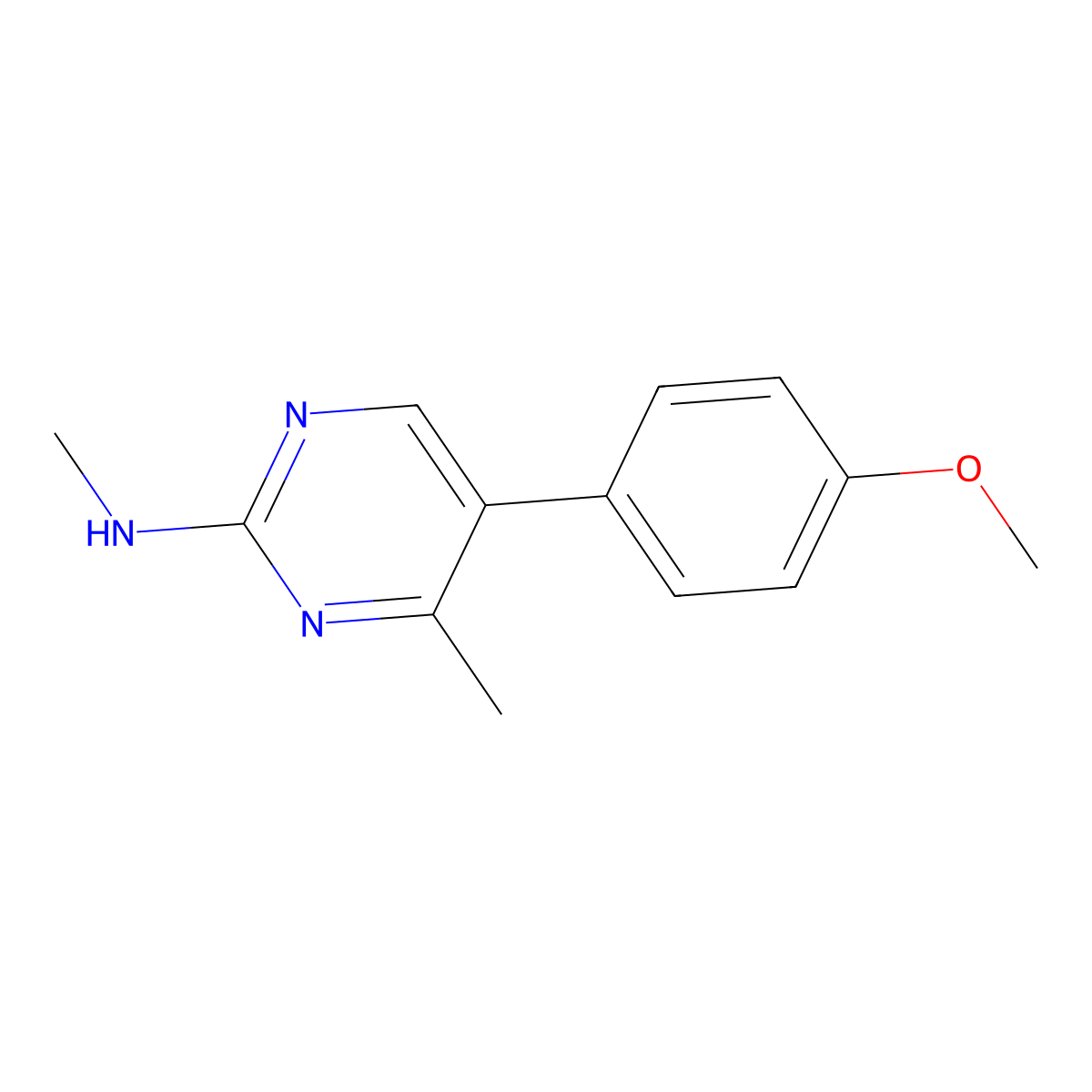 5-(4-methoxyphenyl)-N,4-dimethylpyrimidin-2-amine molecular structure, CAS 1283280-23-8