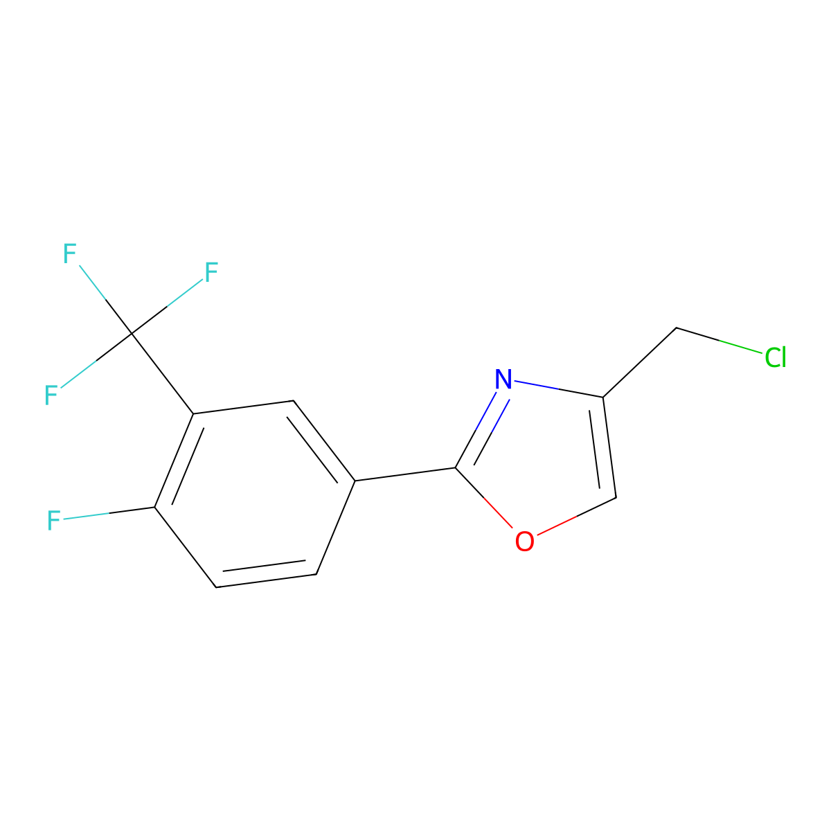 4-(Chloromethyl)-2-(4-fluoro-3-(trifluoromethyl)phenyl)-1,3-oxazole molecular structure, CAS 1283294-73-4