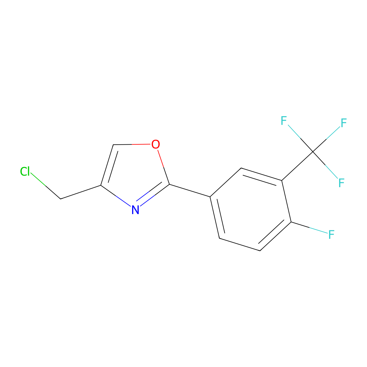 4-(Chloromethyl)-2-(4-fluoro-3-(trifluoromethyl)phenyl)-1,3-oxazole molecular structure, CAS 1283294-73-4