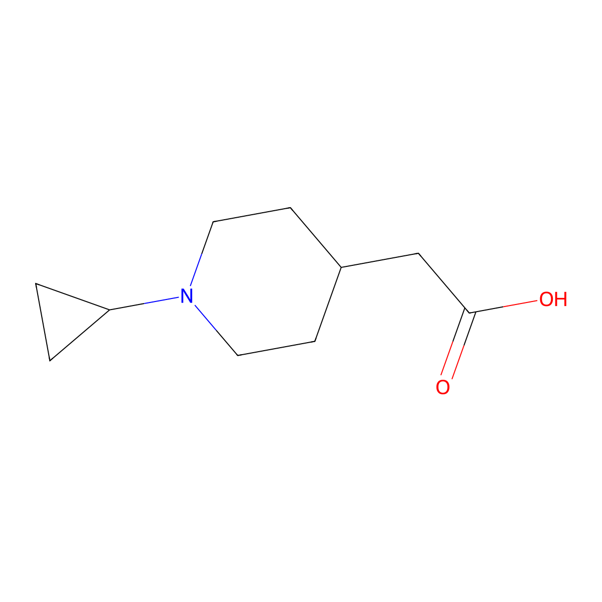 2-(1-Cyclopropylpiperidin-4-yl)acetic acid molecular structure, CAS 1283301-51-8