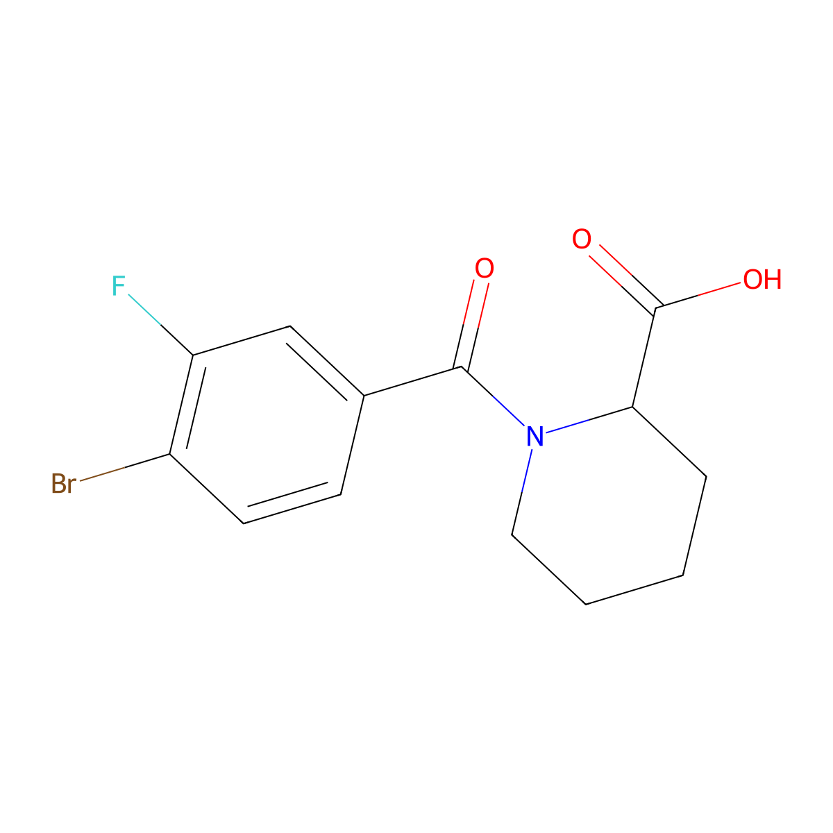 1-(4-Bromo-3-fluorobenzoyl)piperidine-2-carboxylic acid molecular structure, CAS 1283338-12-4