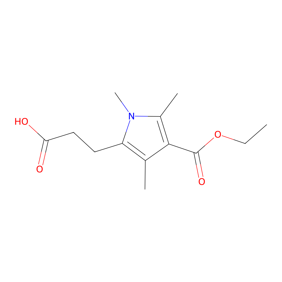 3-[4-(Ethoxycarbonyl)-1,3,5-trimethyl-1H-pyrrol-2-yl]propanoic acid molecular structure, CAS 1283390-40-8