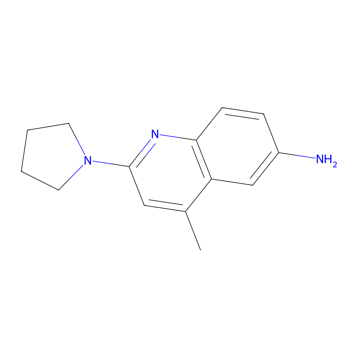 4-Methyl-2-pyrrolidin-1-ylquinolin-6-amine molecular structure, CAS 1283398-68-4
