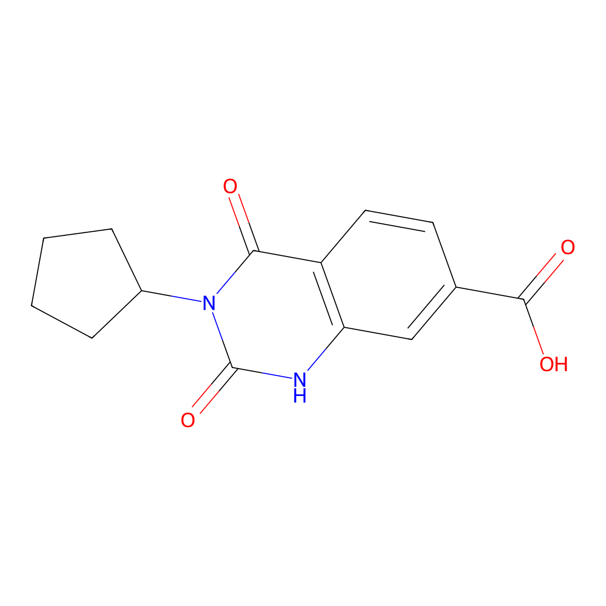 3-cyclopentyl-N-[(furan-2-yl)methyl]-2,4-dioxo-1,2,3,4-tetrahydroquinazoline-7-carboxamide molecular structure, CAS 1283409-70-0