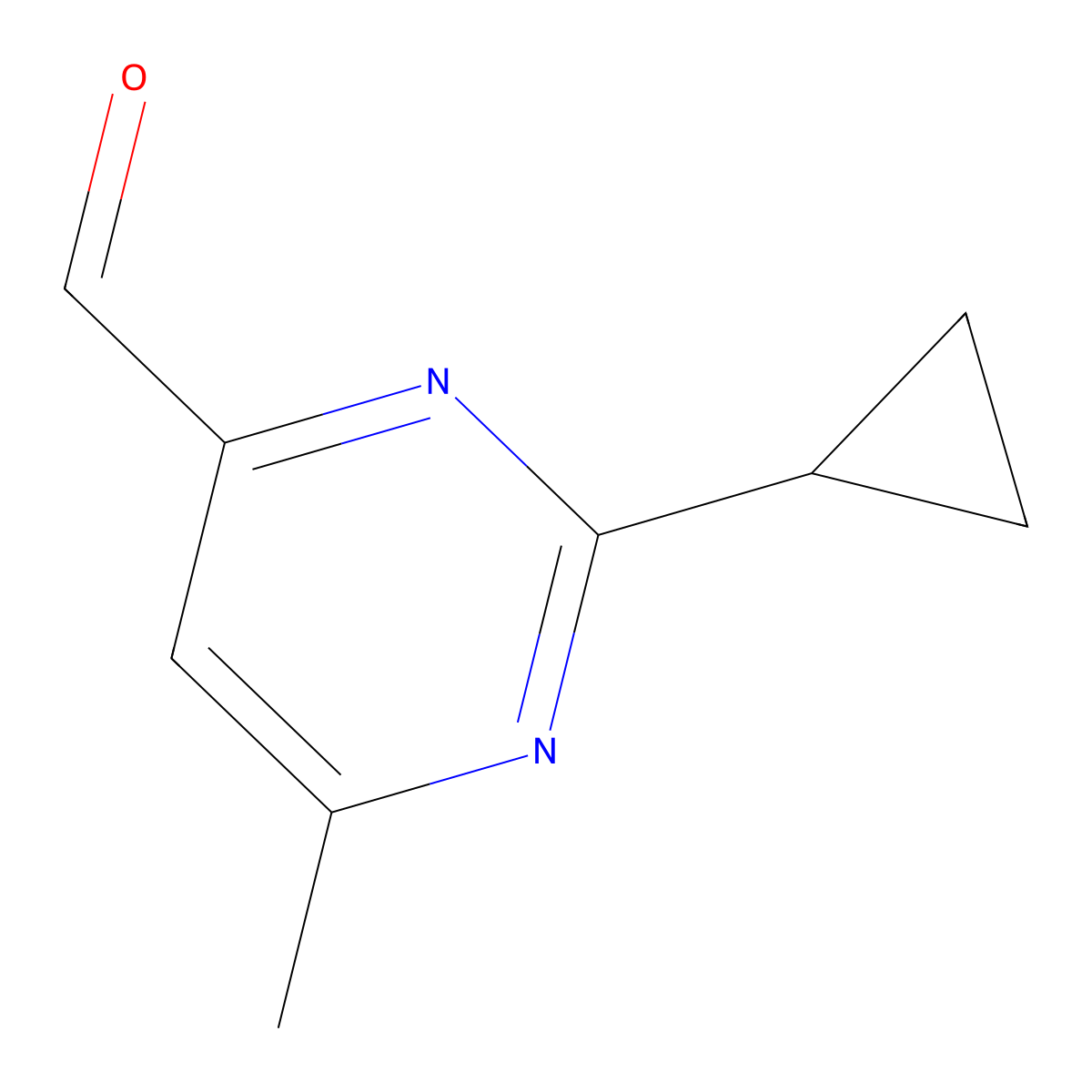 2-Cyclopropyl-6-methylpyrimidine-4-carbaldehyde molecular structure, CAS 1283418-22-3