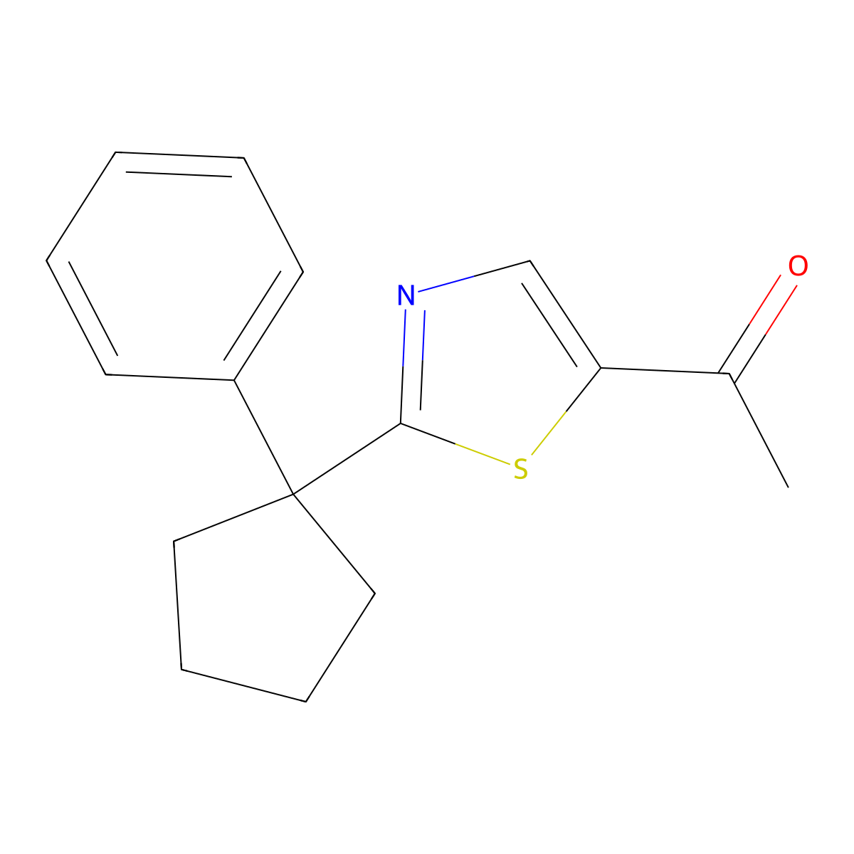 1-[2-(1-Phenylcyclopentyl)-1,3-thiazol-5-yl]ethan-1-one molecular structure, CAS 1283430-00-1