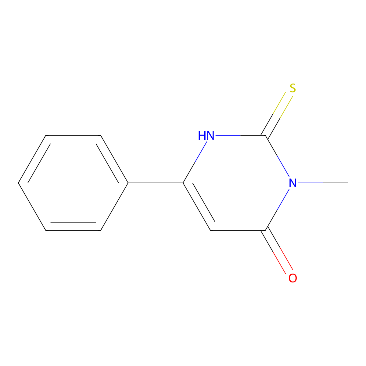 3-methyl-6-phenyl-2-sulfanylidene-1H-pyrimidin-4-one molecular structure, CAS 128344-06-9