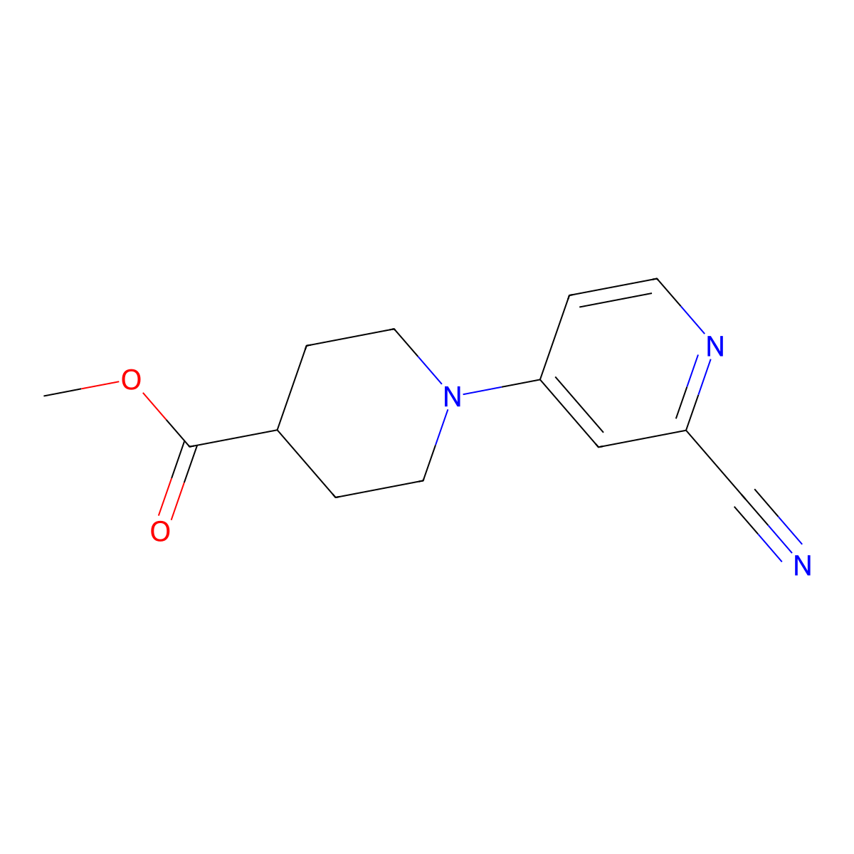 Methyl 1-(2-cyanopyridin-4-yl)piperidine-4-carboxylate molecular structure, CAS 1283441-69-9