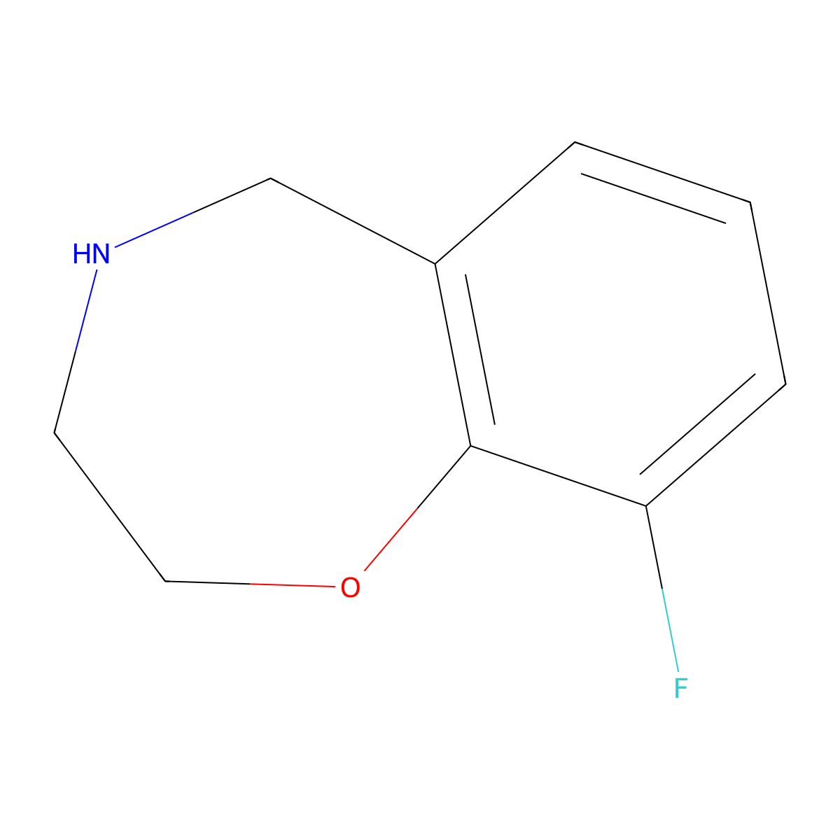 9-Fluoro-2,3,4,5-tetrahydro-1,4-benzoxazepine molecular structure, CAS 1283455-36-6