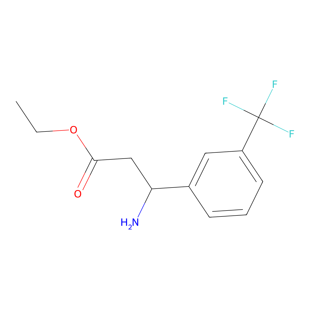 ethyl (3S)-3-amino-3-[3-(trifluoromethyl)phenyl]propanoate molecular structure, CAS 1283460-29-6