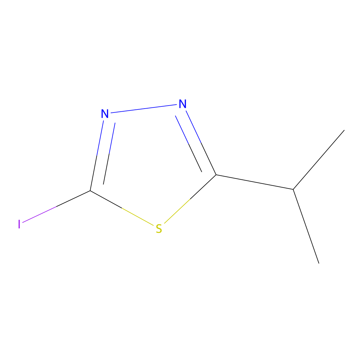 2-Iodo-5-(propan-2-yl)-1,3,4-thiadiazole molecular structure, CAS 1283468-78-9