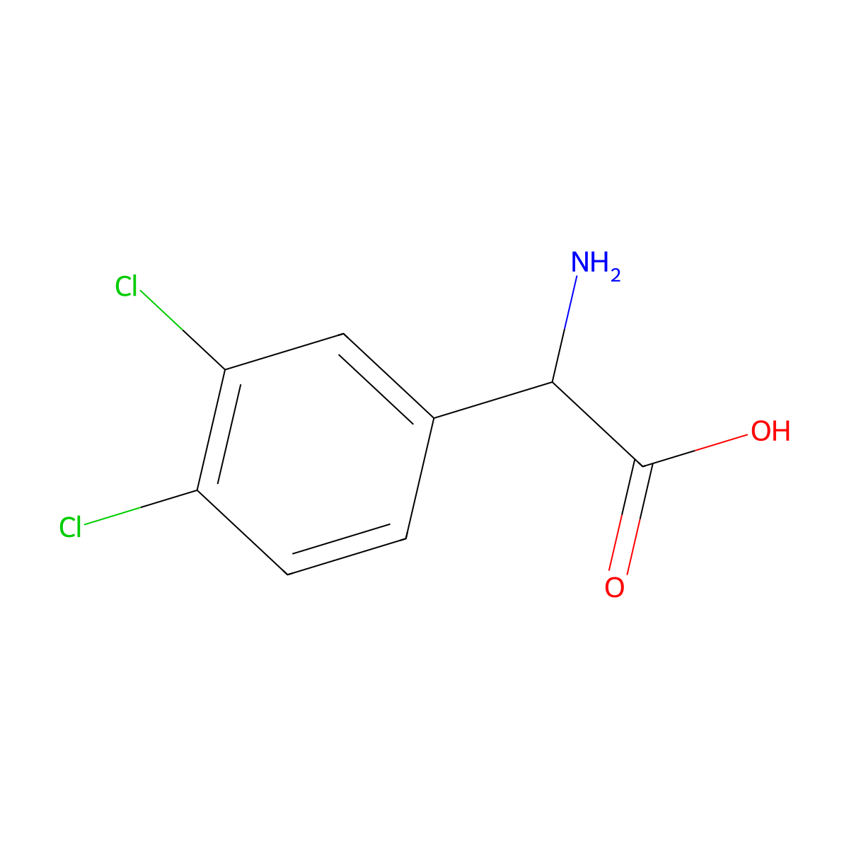2-Amino-2-(3,4-dichlorophenyl)acetic acid molecular structure, CAS 128349-50-8