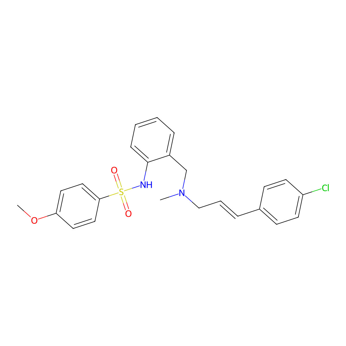 (E)-N-(2-(((3-(4-Chlorophenyl)allyl)(methyl)amino)methyl)phenyl)-4-methoxybenzenesulfonamide molecular structure, CAS 1283519-40-3