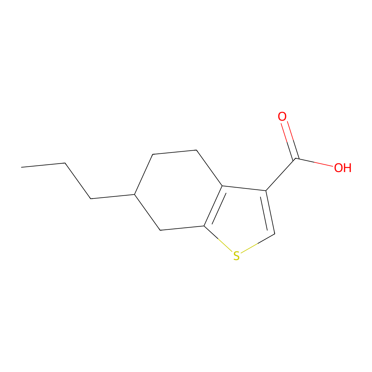 6-Propyl-4,5,6,7-tetrahydro-1-benzothiophene-3-carboxylic acid molecular structure, CAS 1283519-96-9