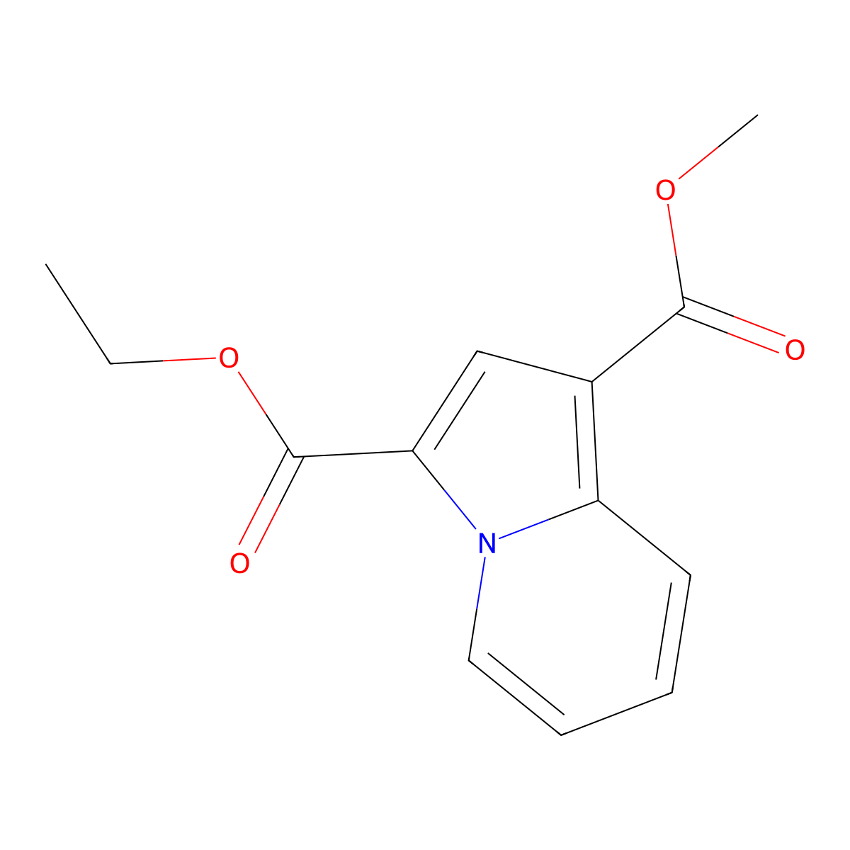 3-Ethyl 1-methyl indolizine-1,3-dicarboxylate molecular structure, CAS 128352-99-8