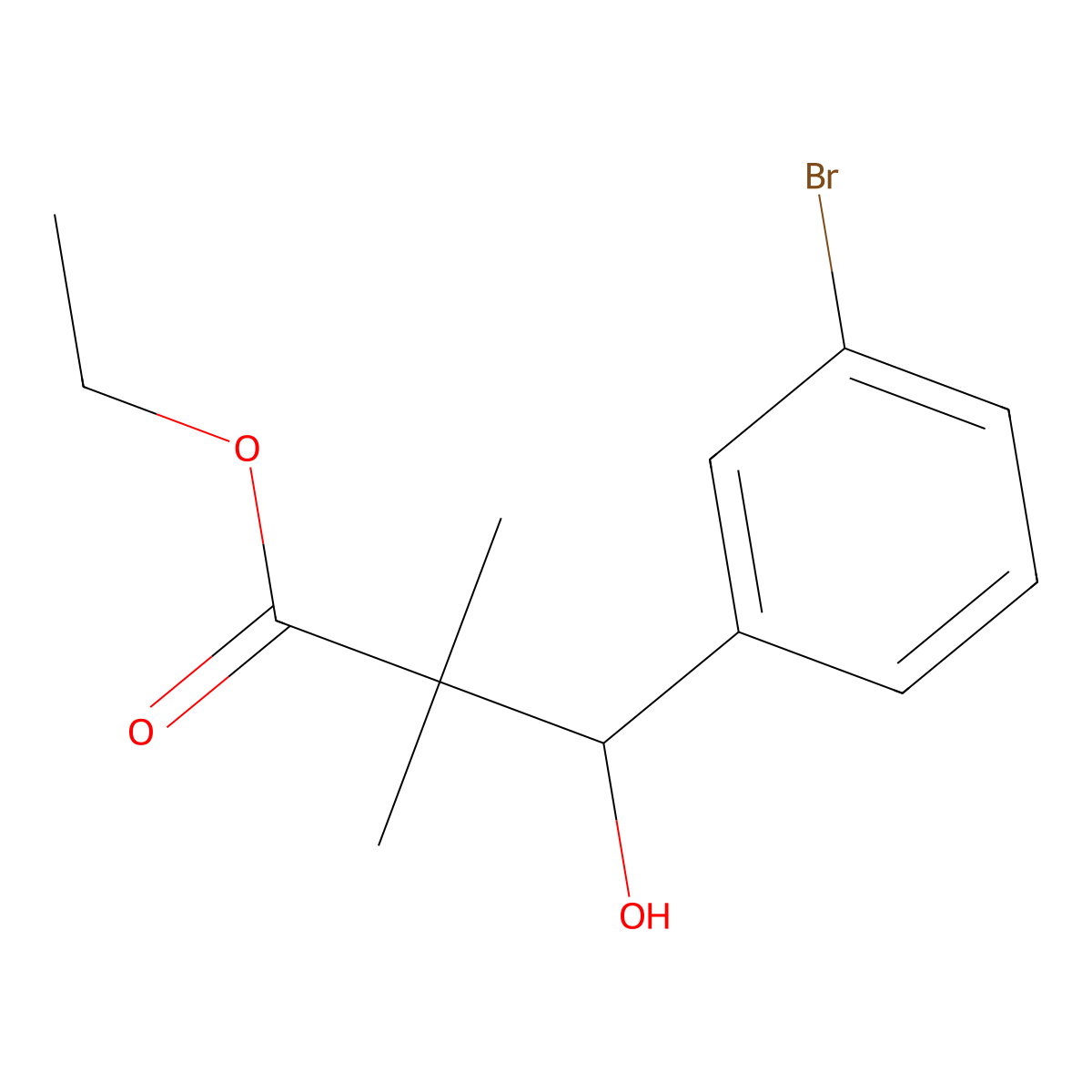 Ethyl 3-(3-bromophenyl)-3-hydroxy-2,2-dimethylpropanoate molecular structure, CAS 1283524-29-7