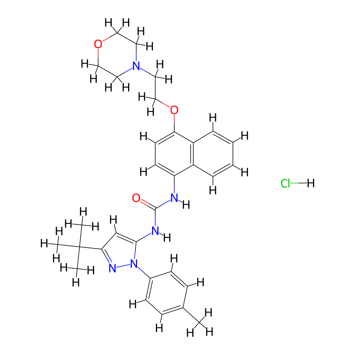 Doramapimod hydrochloride molecular structure, CAS 1283526-53-3