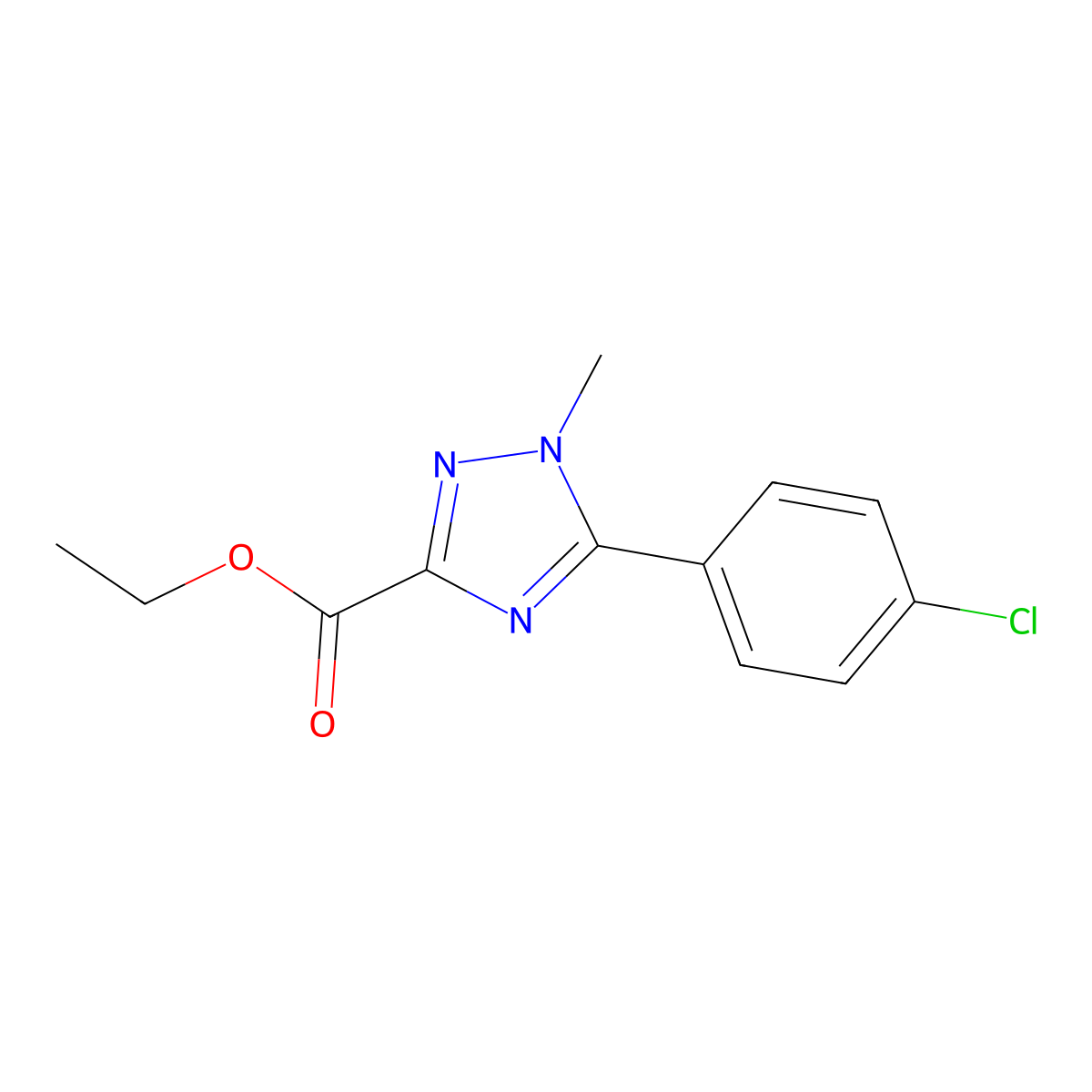 ethyl 5-(4-chlorophenyl)-1-methyl-1H-1,2,4-triazole-3-carboxylate molecular structure, CAS 1283530-38-0