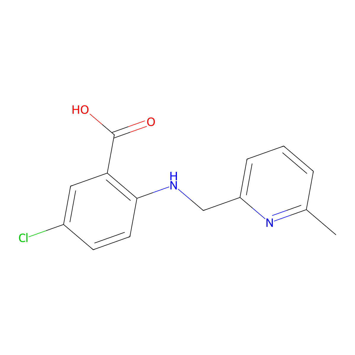 5-Chloro-2-{[(6-methylpyridin-2-yl)methyl]amino}benzoic acid molecular structure, CAS 1283531-62-3