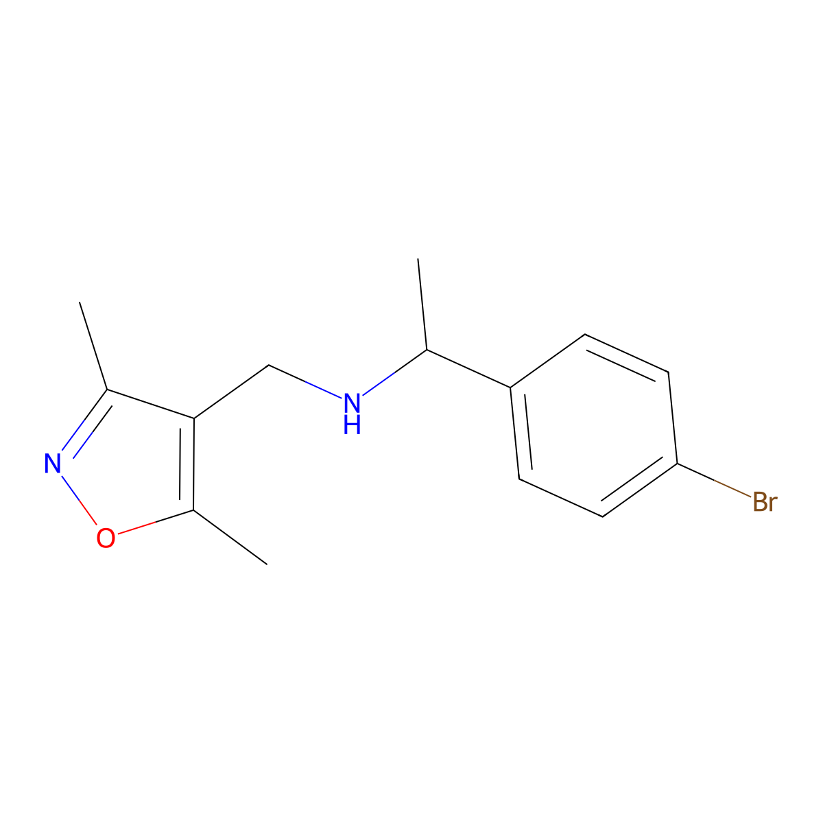 1-(4-Bromophenyl)-N-((3,5-dimethylisoxazol-4-yl)methyl)ethan-1-amine molecular structure, CAS 1283575-48-3