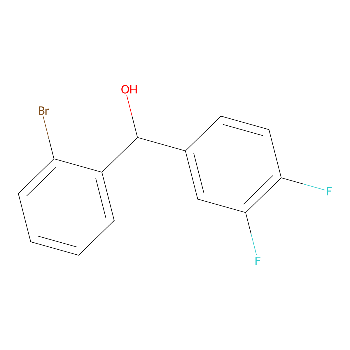 (2-Bromophenyl)(3,4-difluorophenyl)methanol molecular structure, CAS 1283580-28-8