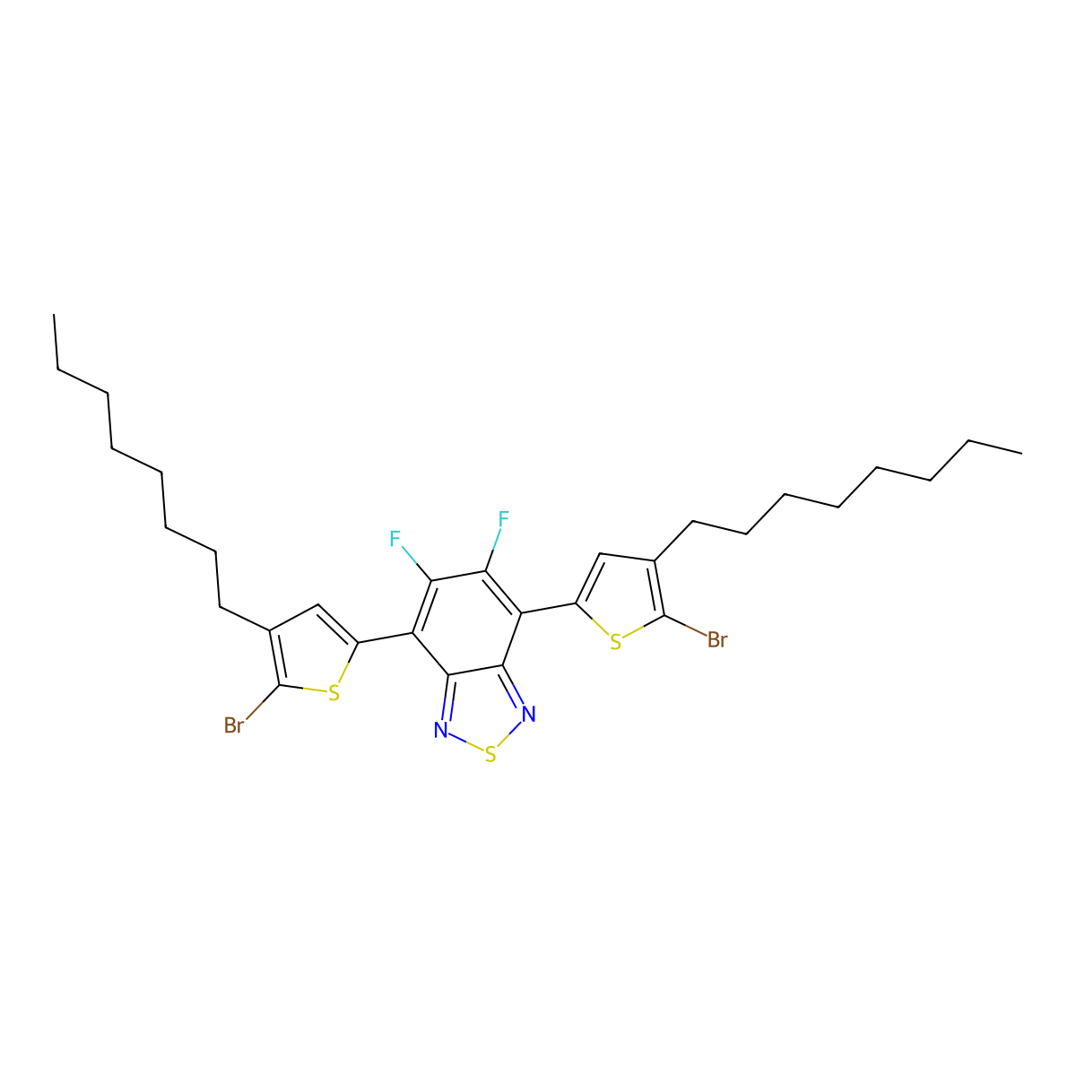 4,7-Bis(5-bromo-4-octylthiophen-2-yl)-5,6-difluorobenzo[c][1,2,5]thiadiazole molecular structure, CAS 1283598-36-6