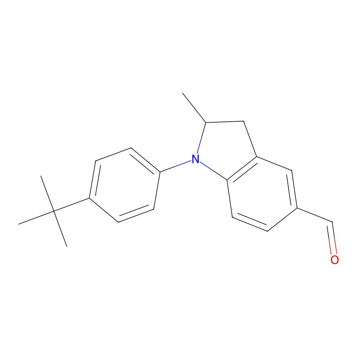 1-(4-tert-butylphenyl)-2-methyl-2,3-dihydro-1H-indole-5-carbaldehyde molecular structure, CAS 1283610-09-2