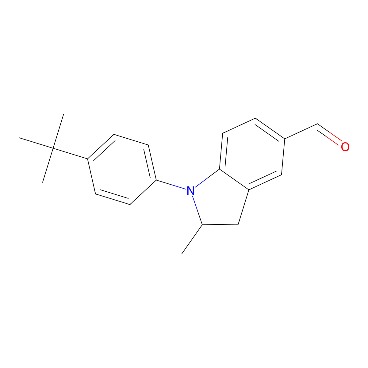 1-(4-tert-butylphenyl)-2-methyl-2,3-dihydro-1H-indole-5-carbaldehyde molecular structure, CAS 1283610-09-2
