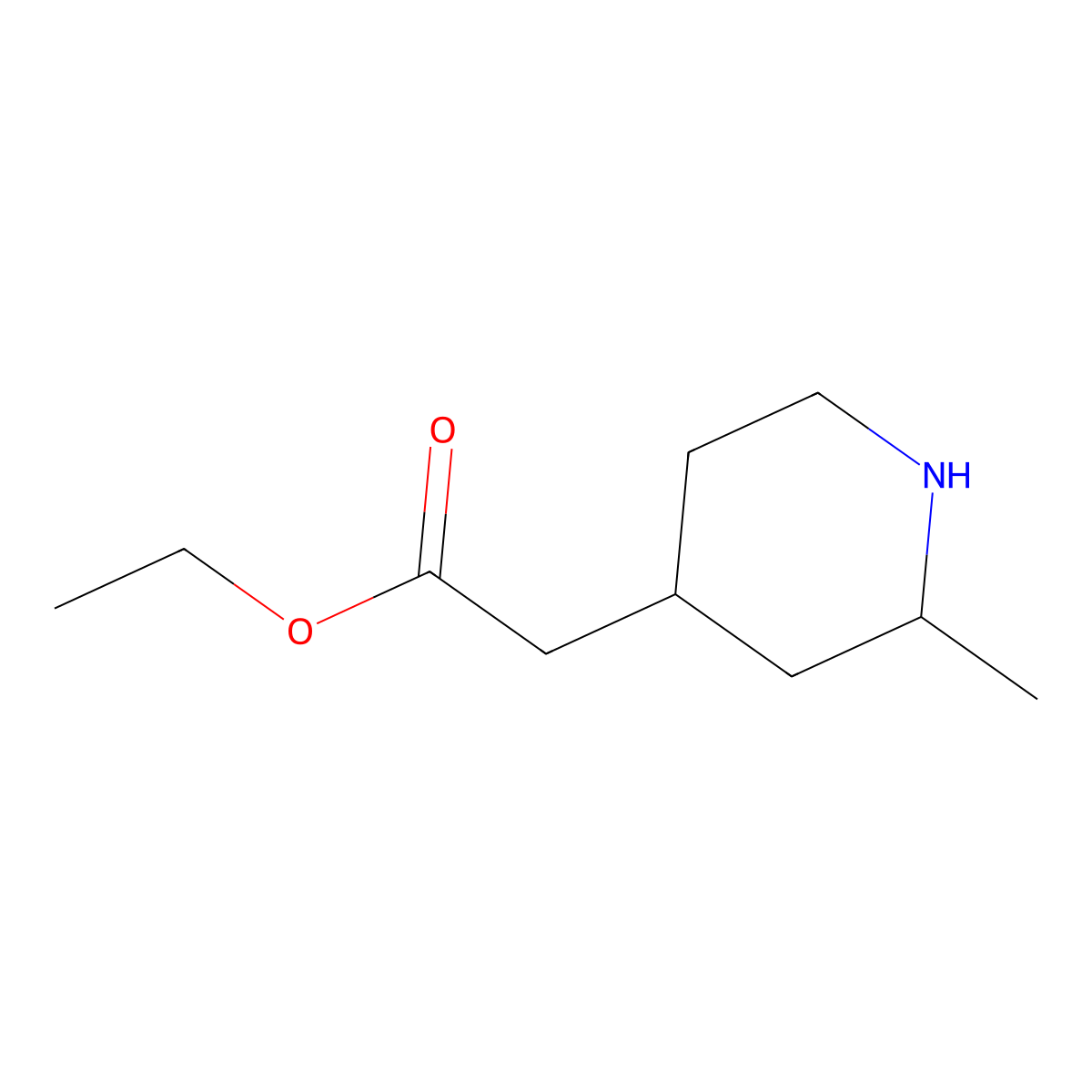 Ethyl 2-(2-methyl-4-piperidyl)acetate molecular structure, CAS 1283627-33-7