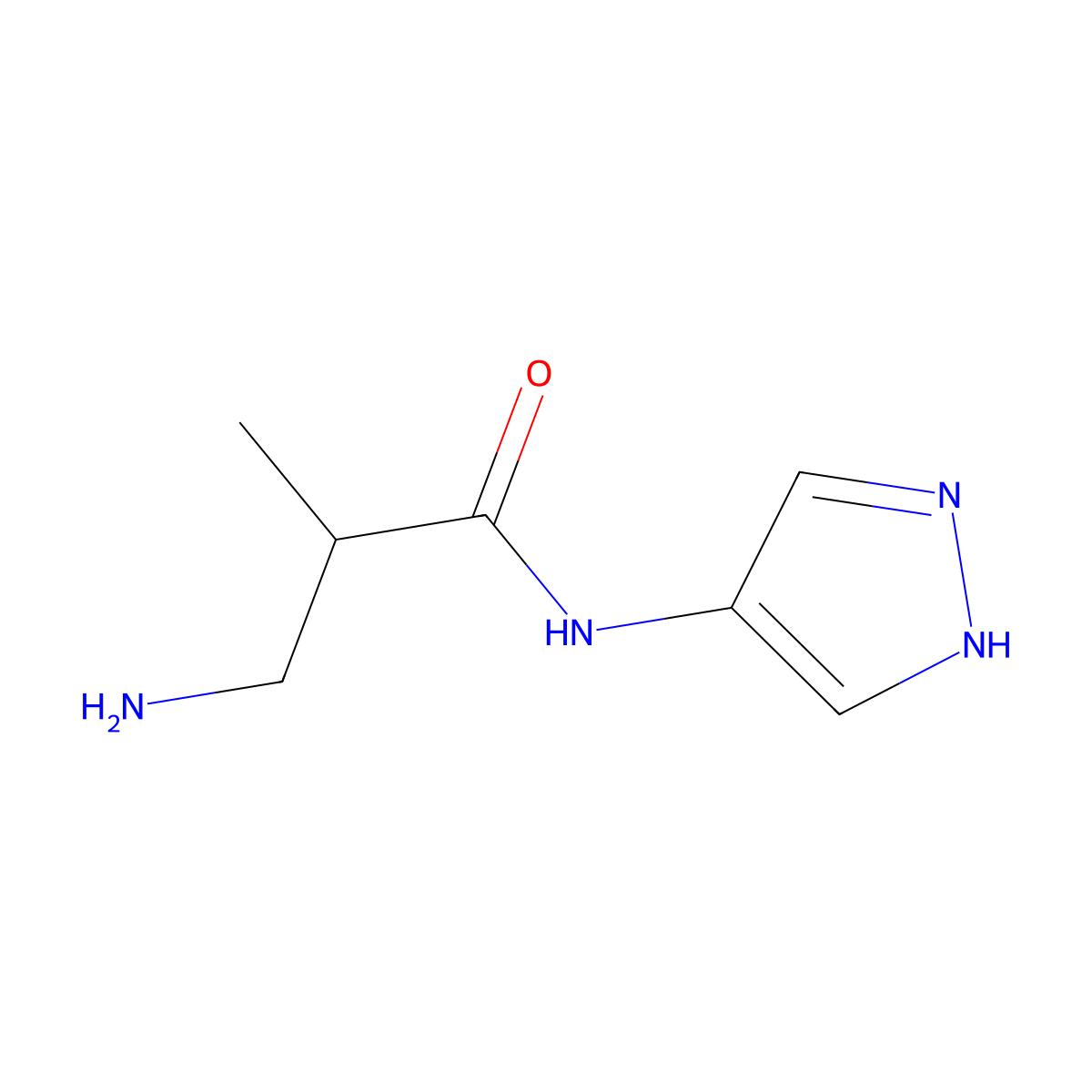 3-amino-2-methyl-N-(1H-pyrazol-4-yl)propanamide molecular structure, CAS 1283636-09-8