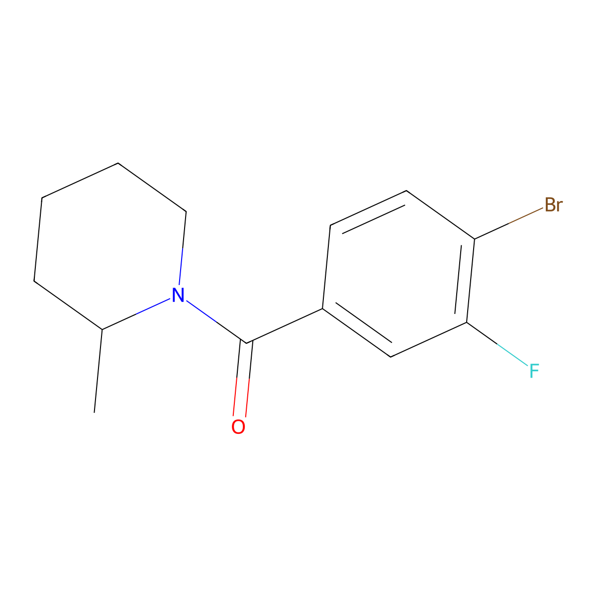 (4-Bromo-3-fluorophenyl)(2-methyl-1-piperidinyl)methanone molecular structure, CAS 1283649-66-0