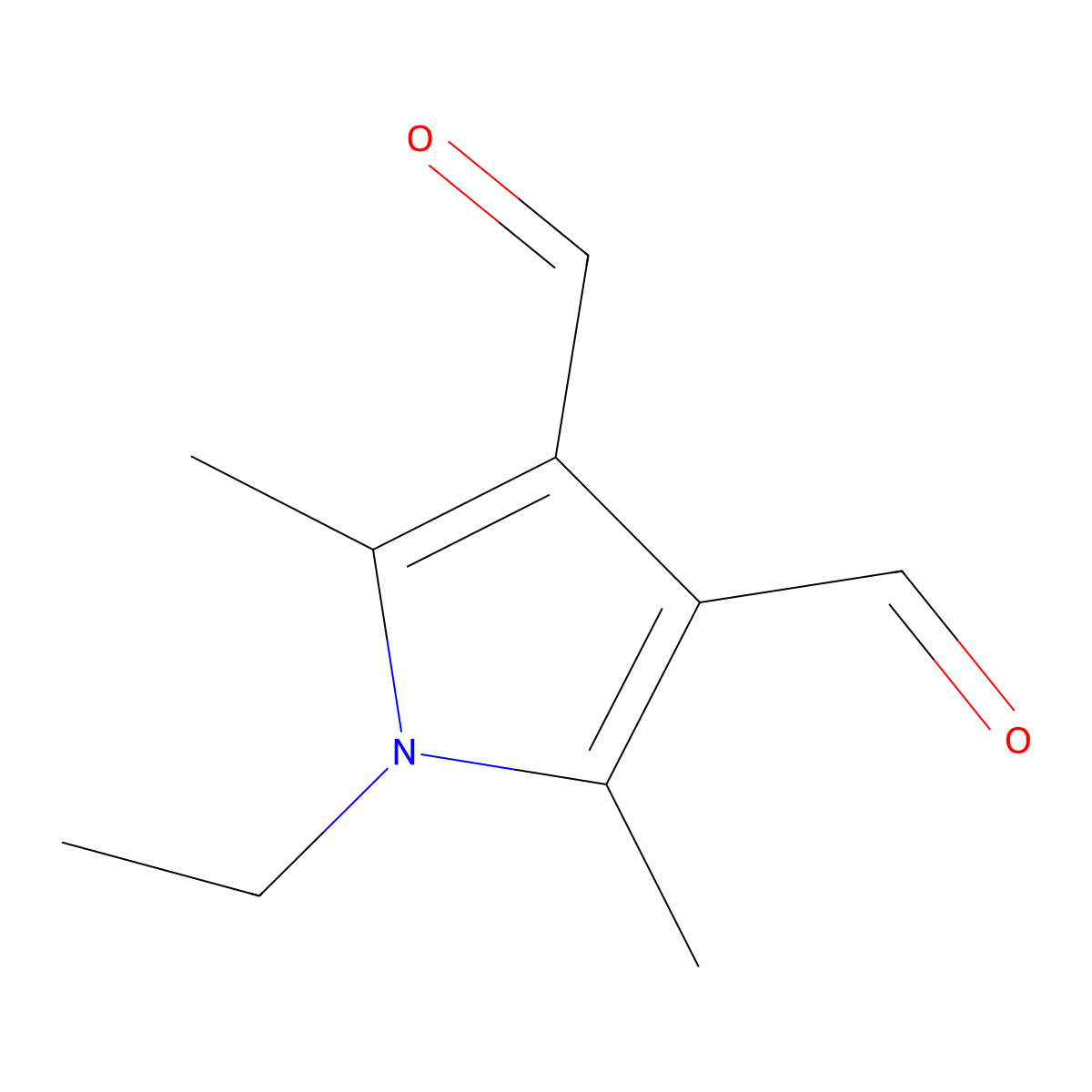 1-ethyl-2,5-dimethyl-1H-pyrrole-3,4-dicarbaldehyde molecular structure, CAS 128365-59-3