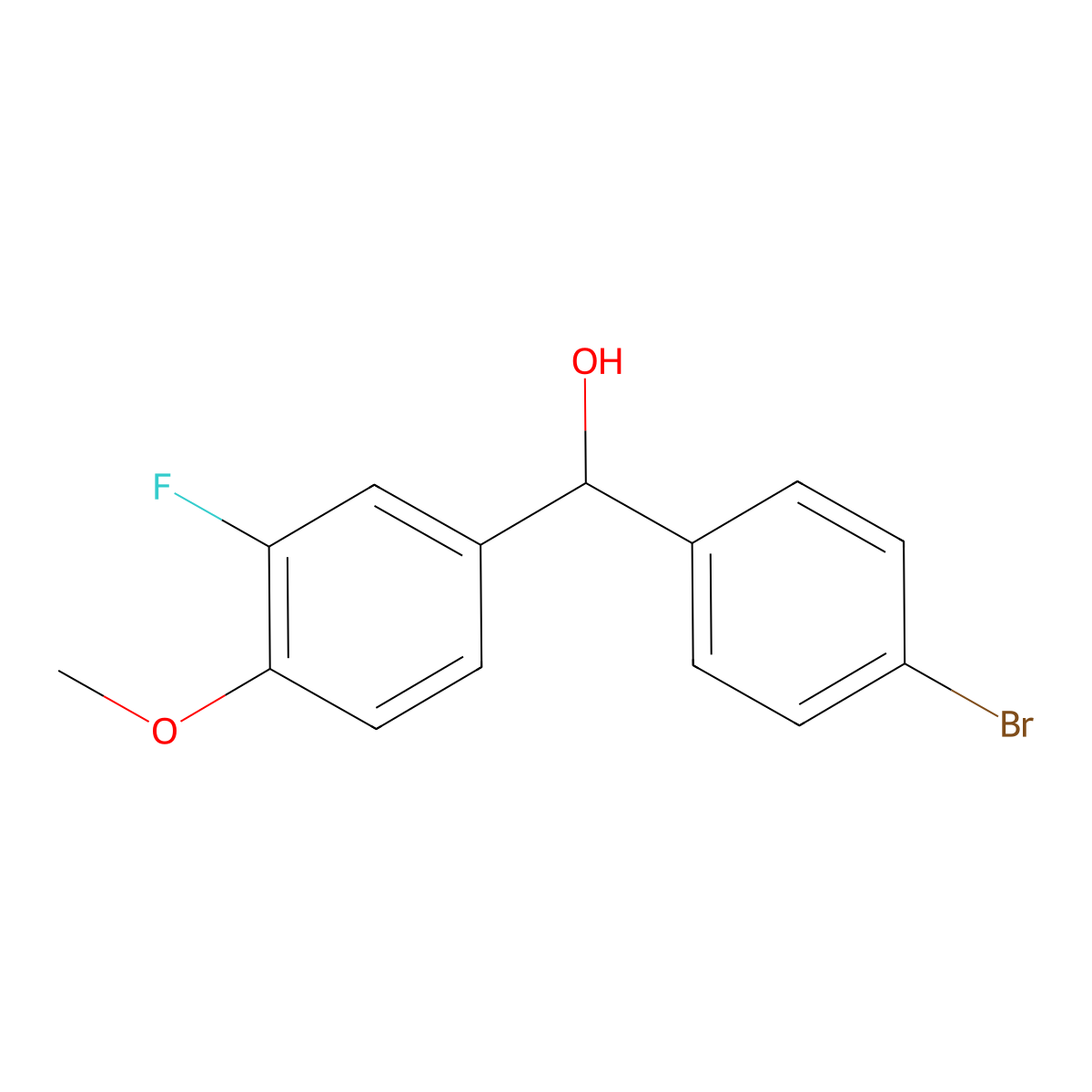 (4-Bromophenyl)(3-fluoro-4-methoxyphenyl)methanol molecular structure, CAS 1283656-07-4