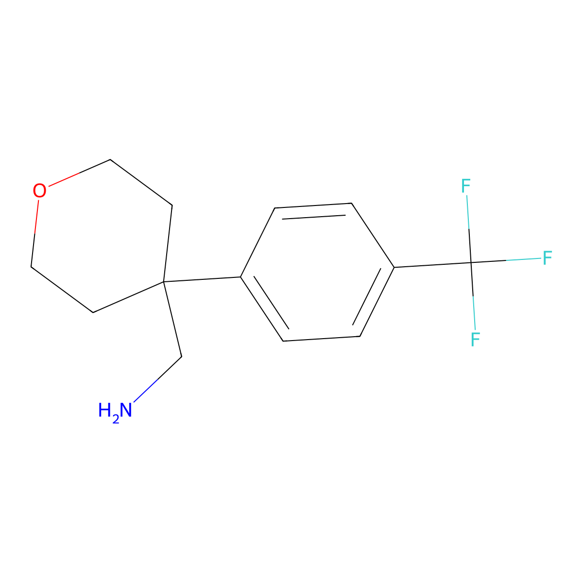 4-[4-(Trifluoromethyl)phenyl]oxan-4-yl-methanamine molecular structure, CAS 1283657-88-4