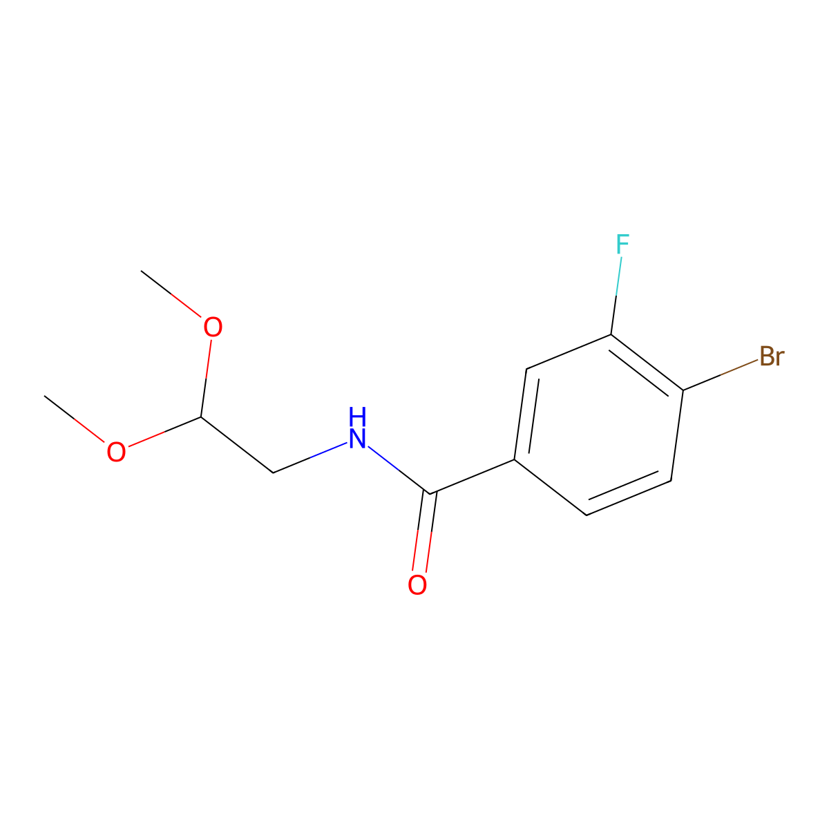 4-bromo-N-(2,2-dimethoxyethyl)-3-fluorobenzamide molecular structure, CAS 1283658-01-4
