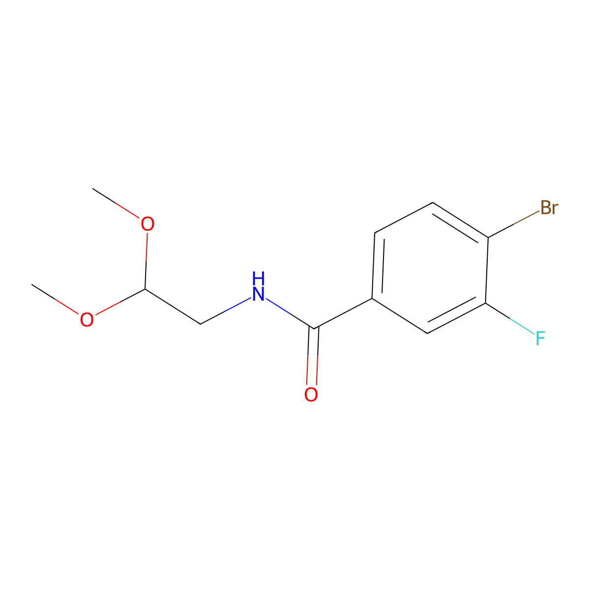 4-bromo-N-(2,2-dimethoxyethyl)-3-fluorobenzamide molecular structure, CAS 1283658-01-4