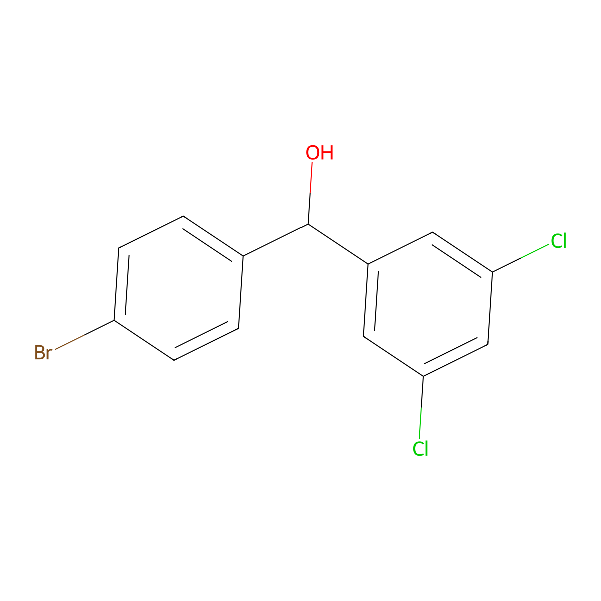 (4-Bromophenyl)(3,5-dichlorophenyl)methanol molecular structure, CAS 1283678-14-7