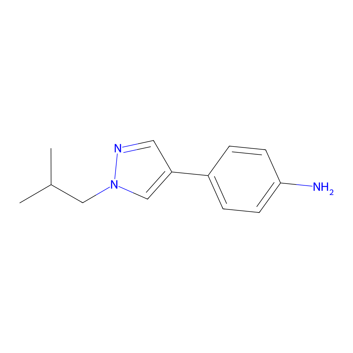 4-(1-isobutyl-1H-pyrazol-4-yl)aniline molecular structure, CAS 1283679-99-1