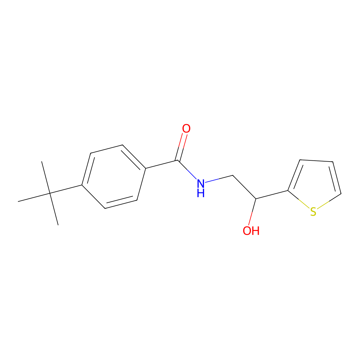 4-(tert-butyl)-N-(2-hydroxy-2-(thiophen-2-yl)ethyl)benzamide molecular structure, CAS 1283680-99-8