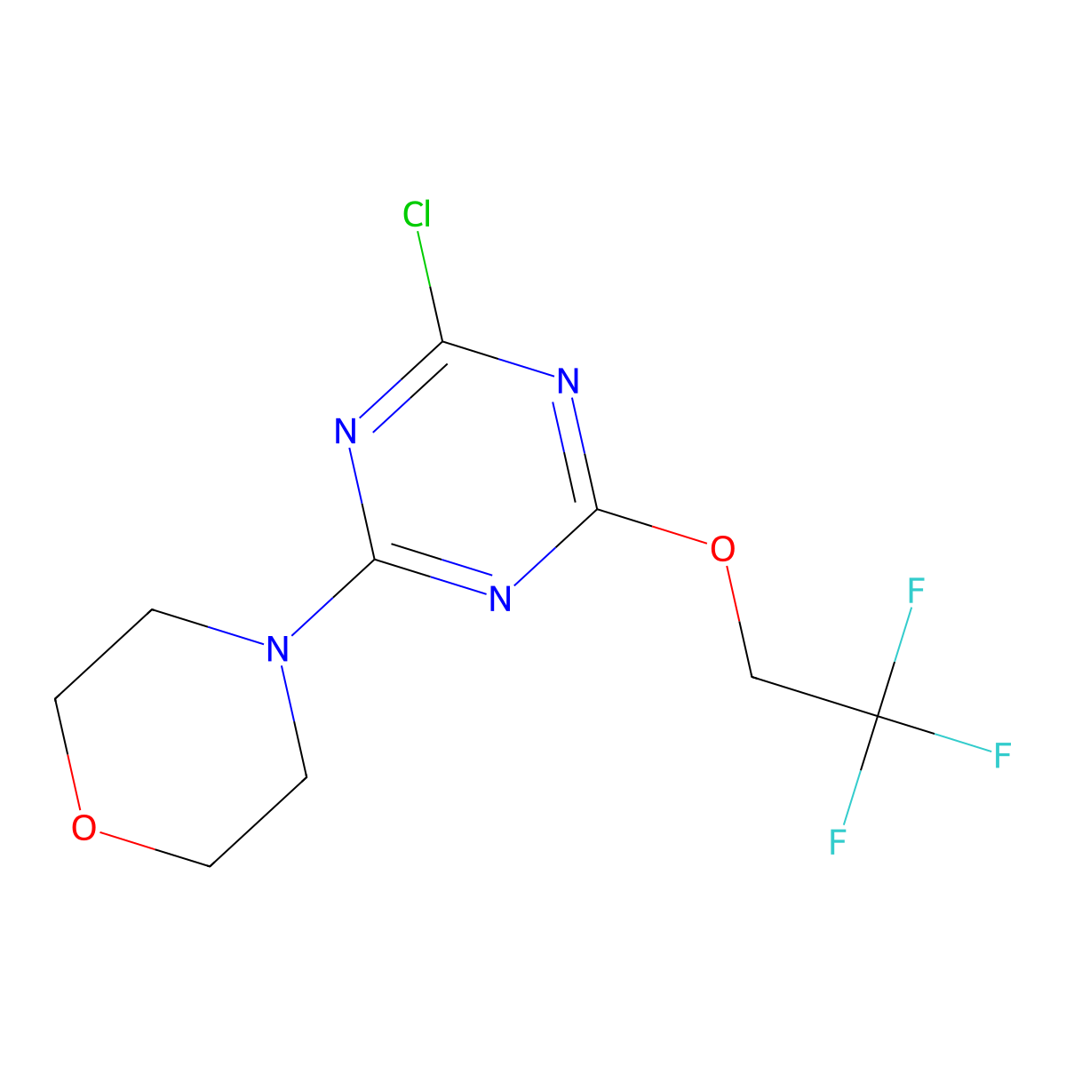 2-Chloro-4-(morpholin-4-yl)-6-(2,2,2-trifluoroethoxy)-1,3,5-triazine molecular structure, CAS 1283693-68-4