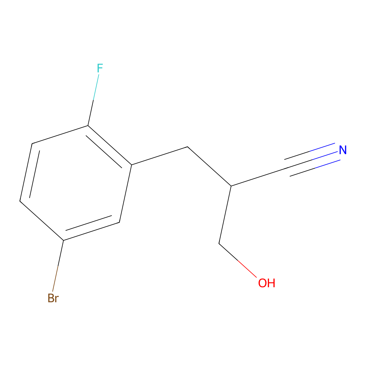 2-[(5-Bromo-2-fluorophenyl)methyl]-3-hydroxypropanenitrile molecular structure, CAS 1283707-34-5