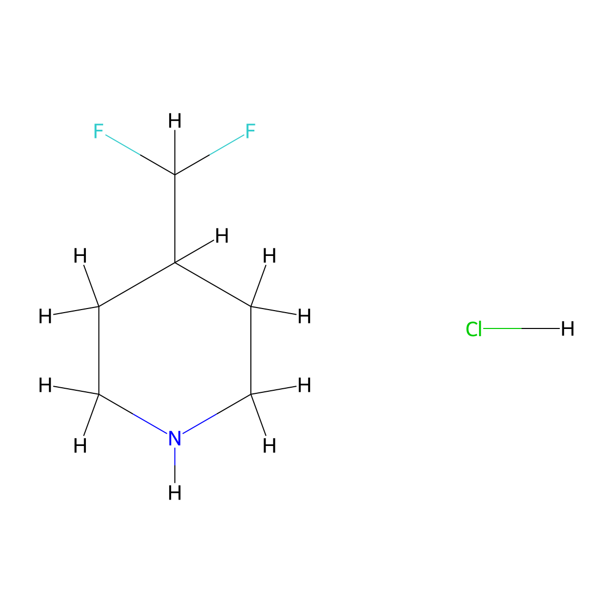 4-(Difluoromethyl)piperidine hydrochloride molecular structure, CAS 1283717-58-7