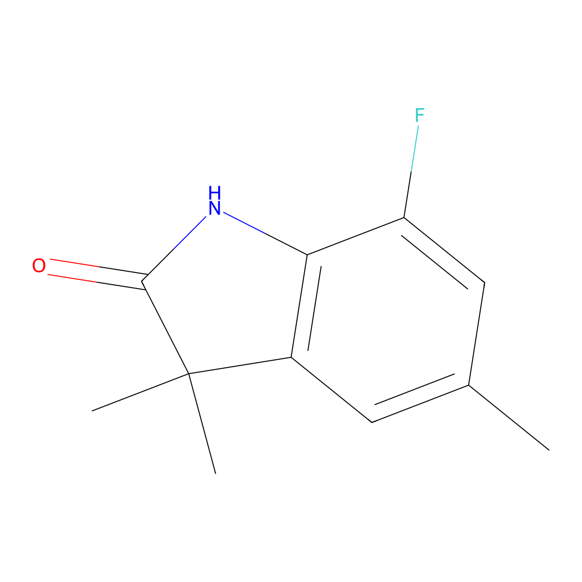 7-fluoro-3,3,5-trimethyl-2,3-dihydro-1H-indol-2-one molecular structure, CAS 1283717-88-3