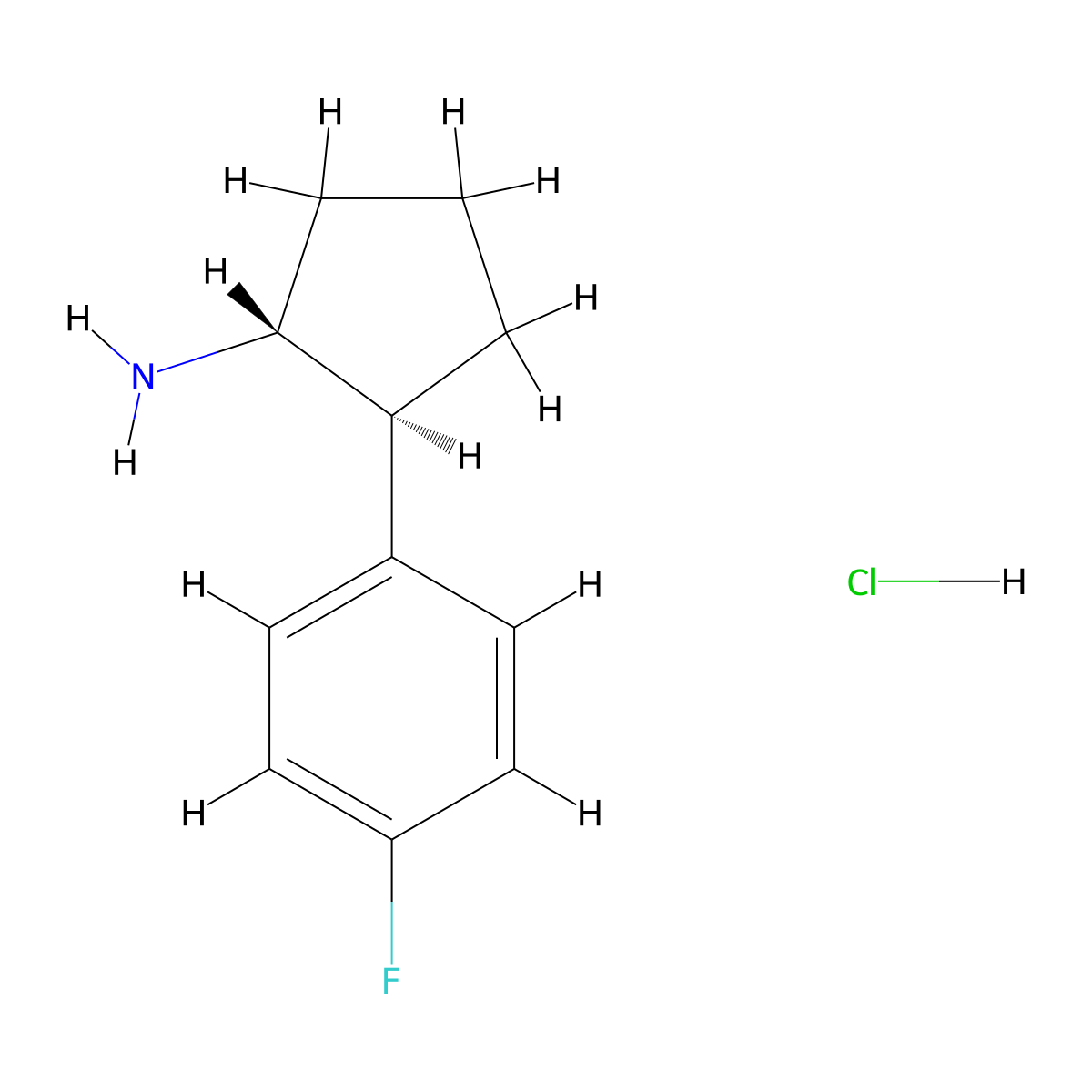 (1R,2S)-2-(4-fluorophenyl)cyclopentan-1-amine hydrochloride molecular structure, CAS 1283717-90-7